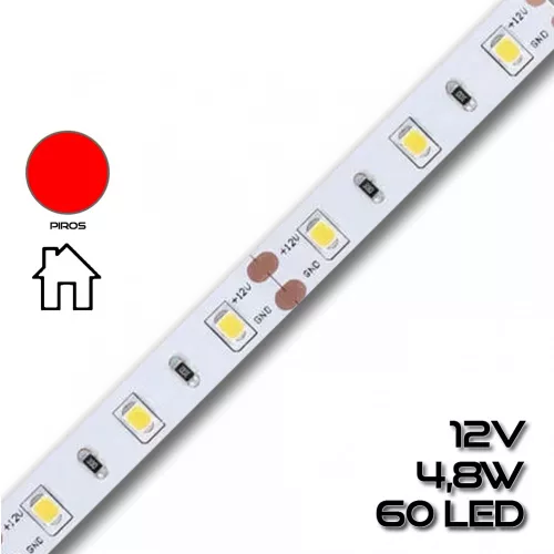 LEDSZALAG 2835WN 60led/m IP20 színes 300lm 4,8W/m PIROS 70910