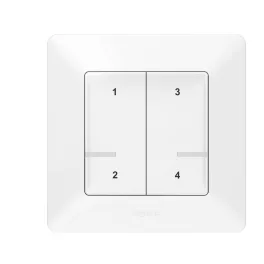   Legrand Valena Life okos forgatókönyv kapcsoló (távvezérlő) Home + Control alkalmazásban beállított 4 db egyedi forgatókönyv indítására; díszítőkerettel, elemmel és kétoldalú ragasztóval szállítva fehér, Legrand 752168