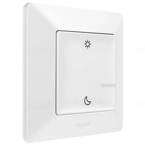 Legrand Valena Life okos forgatókönyv kapcsoló (távvezérlő) Home + Control alkalmazásban beállított ébredés / elalvás forgatókönyvek indítására; díszítőkerettel, elemmel és kétoldalú ragasztóval szállítva fehér, Legrand 752189