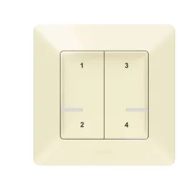   Legrand Valena Life okos forgatókönyv kapcsoló (távvezérlő) Home + Control alkalmazásban beállított 4 db egyedi forgatókönyv indítására; díszítőkerettel, elemmel és kétoldalú ragasztóval szállítva elefántcsont, Legrand 752268