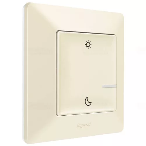 Legrand Valena Life okos forgatókönyv kapcsoló (távvezérlő) Home + Control alkalmazásban beállított ébredés / elalvás forgatókönyvek indítására; díszítőkerettel, elemmel és kétoldalú ragasztóval szállítva elefántcsont, Legrand 752289