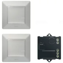   Legrand Valena Life előre párosított váltókapcsolós szett 1 db okos egypólusú mikromodulból és 2 db szimpla távvezérlő kapcsolóból álló készlet, két helyről történő világítás kapcsolásra alkalmas alumínium, Legrand 752350