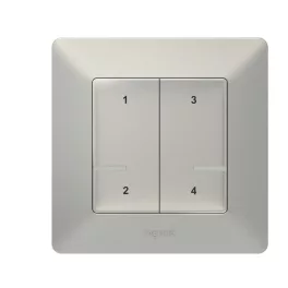   Legrand Valena Life okos forgatókönyv kapcsoló (távvezérlő) Home + Control alkalmazásban beállított 4 db egyedi forgatókönyv indítására; díszítőkerettel, elemmel és kétoldalú ragasztóval szállítva alumínium, Legrand 752368