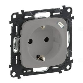   Legrand Valena Allure 2P+F csatlakozóaljzat+ USB C-típusú 1,5A-5V-7,5W töltőaljzat, körmös/csavaros rögzítés, rugós bekötés, alumínium Legrand 753007