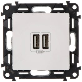   Legrand Valena Life kettős USB töltőaljzat beépített tápegységgel - 5V - 2,4 A, fehér, Legrand 753112