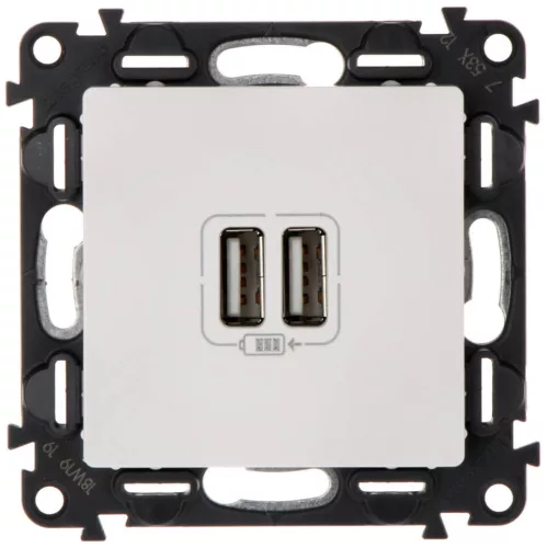Legrand Valena Life kettős USB töltőaljzat beépített tápegységgel - 5V - 2,4 A, fehér, Legrand 753112