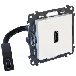   Legrand Valena Life Elővezetékelt HDMI 1.4 típusú csatlakozóaljzat, 15 cm kábellel szállítva, Elefántcsont, Legrand 753275