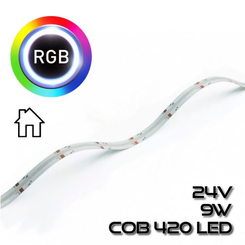 COB LEDSZALAG 420 led/m IP20 24V, 9W/m RGB COB LED színváltó RGB 75370