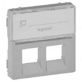   Legrand Valena Life 2xRJ45 csatlakozóaljzat burkolat, címketartóval alumínium, Legrand 755482