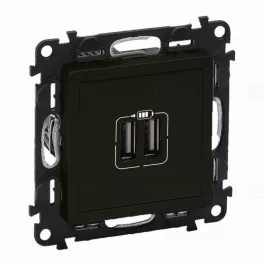  Legrand Valena Life kettős USB-A + USB-A csatlakozóaljzat 3A–15W, fekete, Legrand 756312