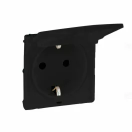   Legrand Valena Life 2P+F csatlakozóaljzat burkolat csapófedéllel, fekete, Legrand 756842