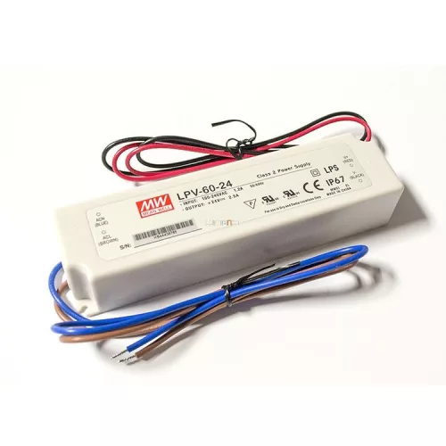 MEAN WELL 60W LPV-60-24 LED tápegység IP67 24VDC - Utolsó darabok!!!
