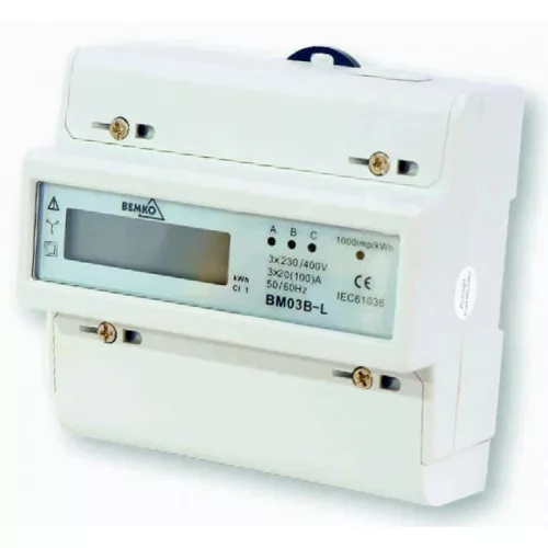 Fogyasztásmérő elektr. kijelzővel 3x20A (100A) 3 fázisú, A30-BM03B-L, Bemko