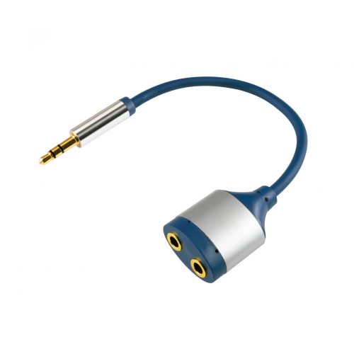 Home AC 16M audió átalakító kábel, elosztó, 3,5mm sztereó dugó, 2 aljzat, 15cm, AC_16M