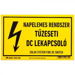   Öntapadó vinil matrica 160x100mm sárga - Napelemes rendszer TŰZESETI DC KAPCSOLÓ