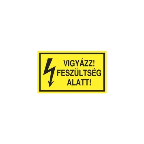 Öntapadó vinil matrica 60x100mm sárga - Vigyázz! Feszültség alatt!