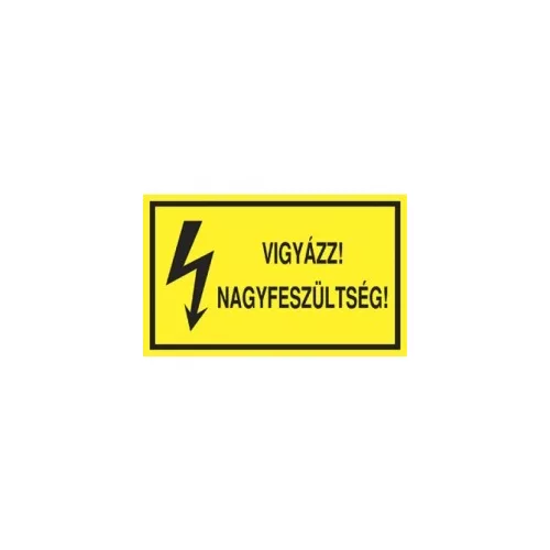 Öntapadó vinil matrica 60x100mm sárga - Vigyázz! Nagyfeszültség!