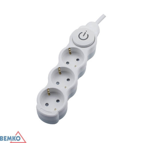 Hosszabbító 3-as 3 m vez.+kapcsoló 16A-230V, B06-NB3GSW3M, Bemko