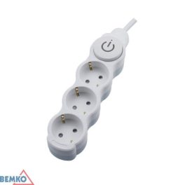   Hosszabbító 3-as 5 m vez.+kapcsoló 16A-230V, B06-NB3GSW5M, Bemko