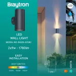 BRY-VEKTA-D-WL.2-GRY-2x9W-3IN1-IP65-WALL LIGHT