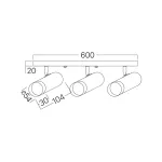 BRY-G002C-3H-3xGU10-GLD-BLC-CEILING LIGHT