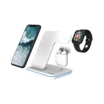 CANYON CNS-WCS302W 3in1 vezeték nélküli töltő, Qi szabvány, micro USB / lightning töltőport, fehér