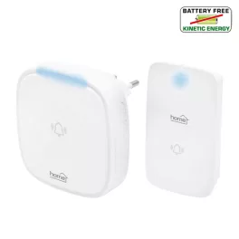   Home DBK 1500AC vezeték nélküli csengő, elem nélküli, 150m hatótáv, 36 dallam, 4 fokozatú hangerő, fényjelzés, kinetikus nyomógomb, 230V-os tápellátás, DBK_1500AC