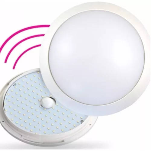 DEL1052, Nelly lpt, kerek, opál, LED, 360 fokos mozgásérzékelővel (7m; 30s-12min.), 10W, 900lm, 4000K, 180fok, IP54, 240V, 156xSMD3538, delux
