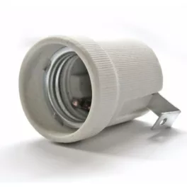 Porcelán foglalat E27 fém rögzítőfüllel  (DEL121)