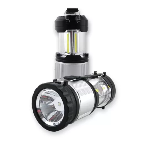 DEL1363 Kemping lámpa (viharlámpa) 1W+3W COB LED 120lm, PC+ABS, (3xAA nem tart.)  delux – Készlet erejéig!!!