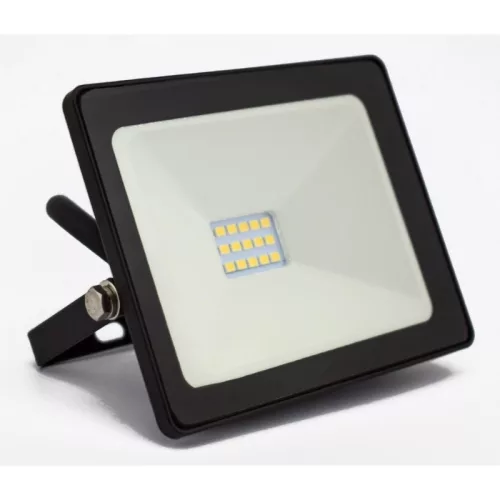 DEL1444 Reflektor   10W LED, 800lm, 200-240VAC, IP65, 4000K, 120 fok, 15x SMD2835 LED, lapos, fekete, 115*106*35mm, alumínium SLIM SERIES delux