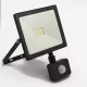 DEL1447 Reflektor   20W LED, 1600lm, 200-240VAC, IP65, 4000K, 120 fok, 30x SMD2835 LED, lapos, fekete, mozgásérzékelővel, 150*127*35mm, alumínium SLIM