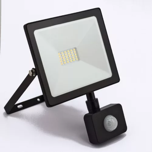 DEL1478 LED reflektor 30w mozgásérzékelős, lapos, fekete IP65