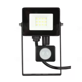   Reflektor 10W LED-es, 800lm, 120 fokos mozgásérzékelővel, 4000K, 15x SMD2835 LED, lapos, fekete deLux DEL1712