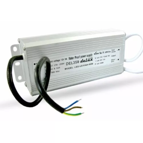 LED tápegység  60W 12V 5A IP65 DEL359 delux