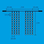 Home DLF 400/WW LED-es fényfüggöny, 2x2 m / 400 db melegfehér LED, állófényű, fehér vezeték, sorolható, kül- és beltéri kivitel, DLF_400_WW