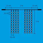 Home DLF 600/WH LED-es fényfüggöny, 2x3 m / 600 db melegfehér LED, állófényű, fehér vezeték, sorolható, kül- és beltéri kivitel, DLF_600_WW