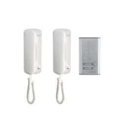   Home DP 012 kétlakásos vezetékes kaputelefon szett, kétvezetékes rendszer, kiváló hangátvitel, kapunyitó elektronika, falba süllyeszthető külső egység, DP_012