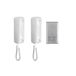   Home DP 012 kétlakásos vezetékes kaputelefon szett, kétvezetékes rendszer, kiváló hangátvitel, kapunyitó elektronika, falba süllyeszthető külső egység, DP_012