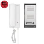 Home DP 22 vezetékes kaputelefon szett, falon kívüli alumínium kültéri egység, kétvezetékes bekötés, zárnyitási lehetőség, IP23 vízállóság, 230V, DP_22