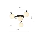 EMIBIG SMART 4 BLACK/OPAL Fekete Beltéri Mennyezeti lámpa E14 IP20 EB-1103-4
