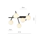 EMIBIG SMART 5 BLACK/OPAL Fekete Beltéri Mennyezeti lámpa E14 IP20 EB-1103-5
