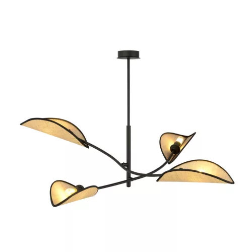 EMIBIG LOTUS 4 BLACK/RATTAN Fekete Beltéri Mennyezeti lámpa E14 IP20 EB-1108-4