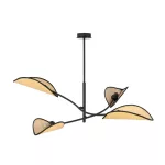 EMIBIG LOTUS 4 BLACK/RATTAN Fekete Beltéri Mennyezeti lámpa E14 IP20 EB-1108-4