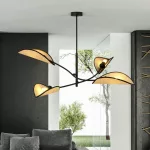 EMIBIG LOTUS 4 BLACK/RATTAN Fekete Beltéri Mennyezeti lámpa E14 IP20 EB-1108-4