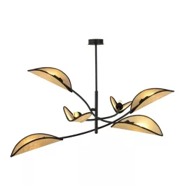  EMIBIG LOTUS 6 BLACK/RATTAN Fekete Beltéri Mennyezeti lámpa E14 IP20 EB-1108-6