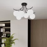 EMIBIG BOSTON 6 BLACK/OPAL Fekete Beltéri Mennyezeti lámpa E14 IP20 EB-1109-6