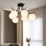 EMIBIG BOSTON 6 BLACK/OPAL Fekete Beltéri Mennyezeti lámpa E14 IP20 EB-1109-6