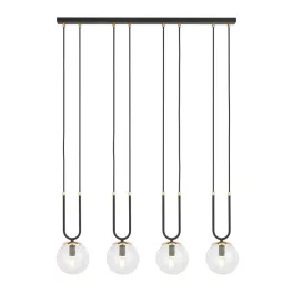   EMIBIG GLAM 4 BLACK/TRANSPARENT Fekete Beltéri Függőlámpa E14 IP20 EB-1114-4