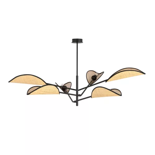 EMIBIG VENE 6 BLACK/RATTAN Fekete Beltéri Mennyezeti lámpa E14 IP20 EB-1160-6